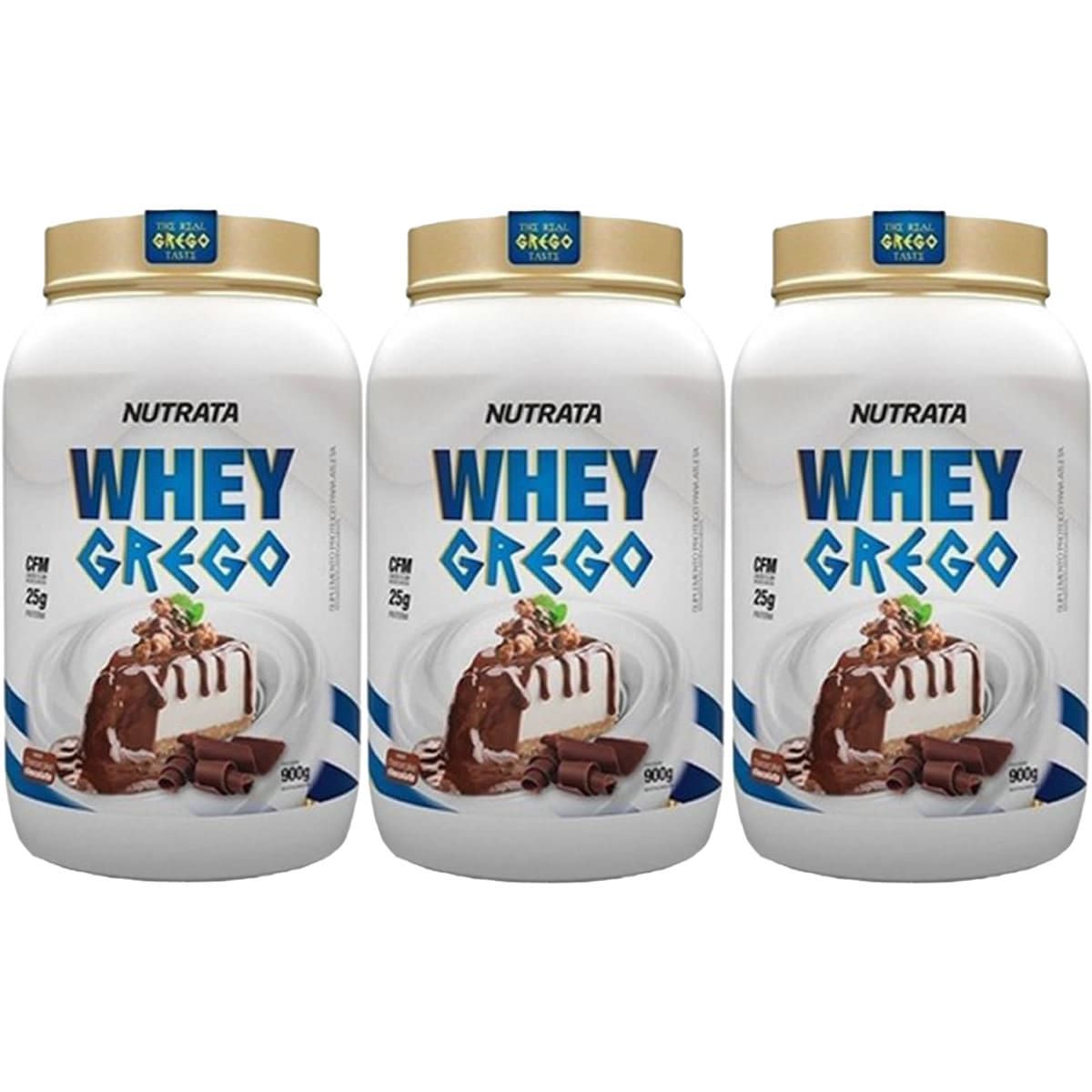 Kit 3X Whey Grego - 900g Cheesecake de Chocolate - Nutrata