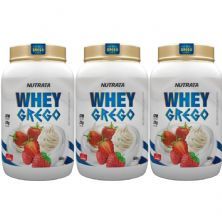 Kit 3X Whey Grego - 900g Morango com Chantilly - Nutrata