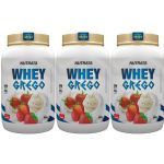 Kit 3X Whey Grego - 900g Morango com Chantilly - Nutrata