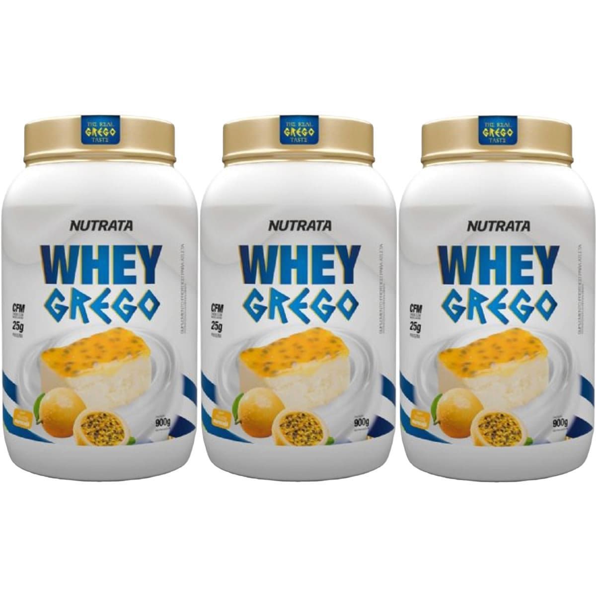 Kit 3X Whey Grego - 900g Mousse de Maracuja - Nutrata