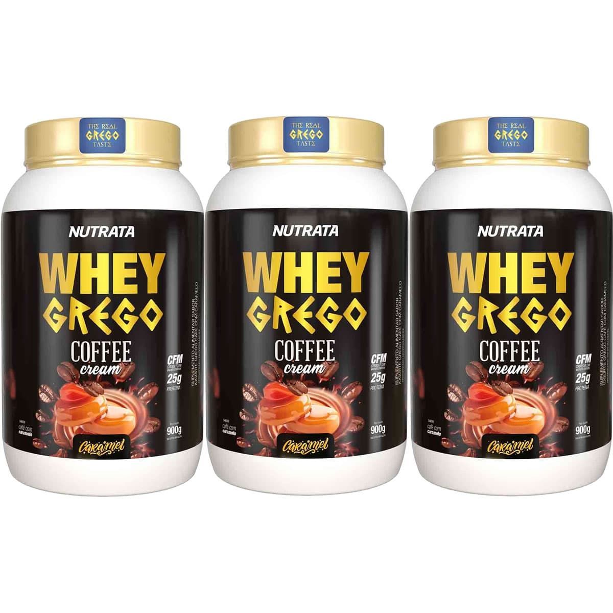 Kit 3X Whey Grego Coffee Cream - 900g Caf� com Caramel - Nutrata