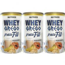 Kit 3X Whey Grego Proto Fit - 450g Banana com Mam�o - Nutrata