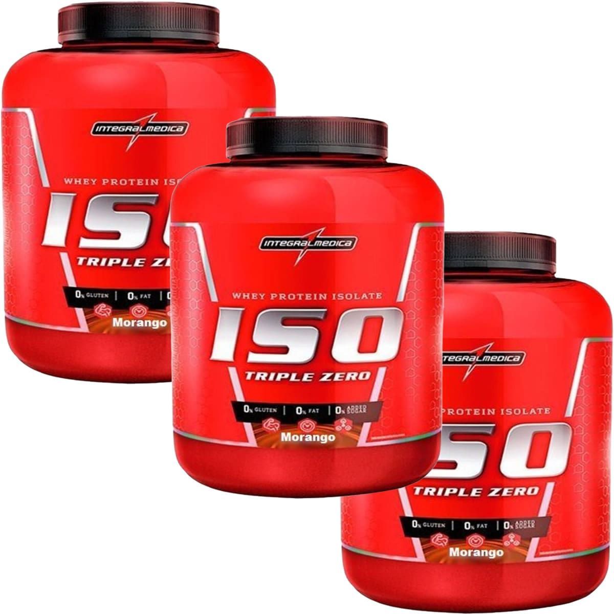 Kit 3X Whey Iso Triple Zero - 1800g Morango - IntegralM�dica