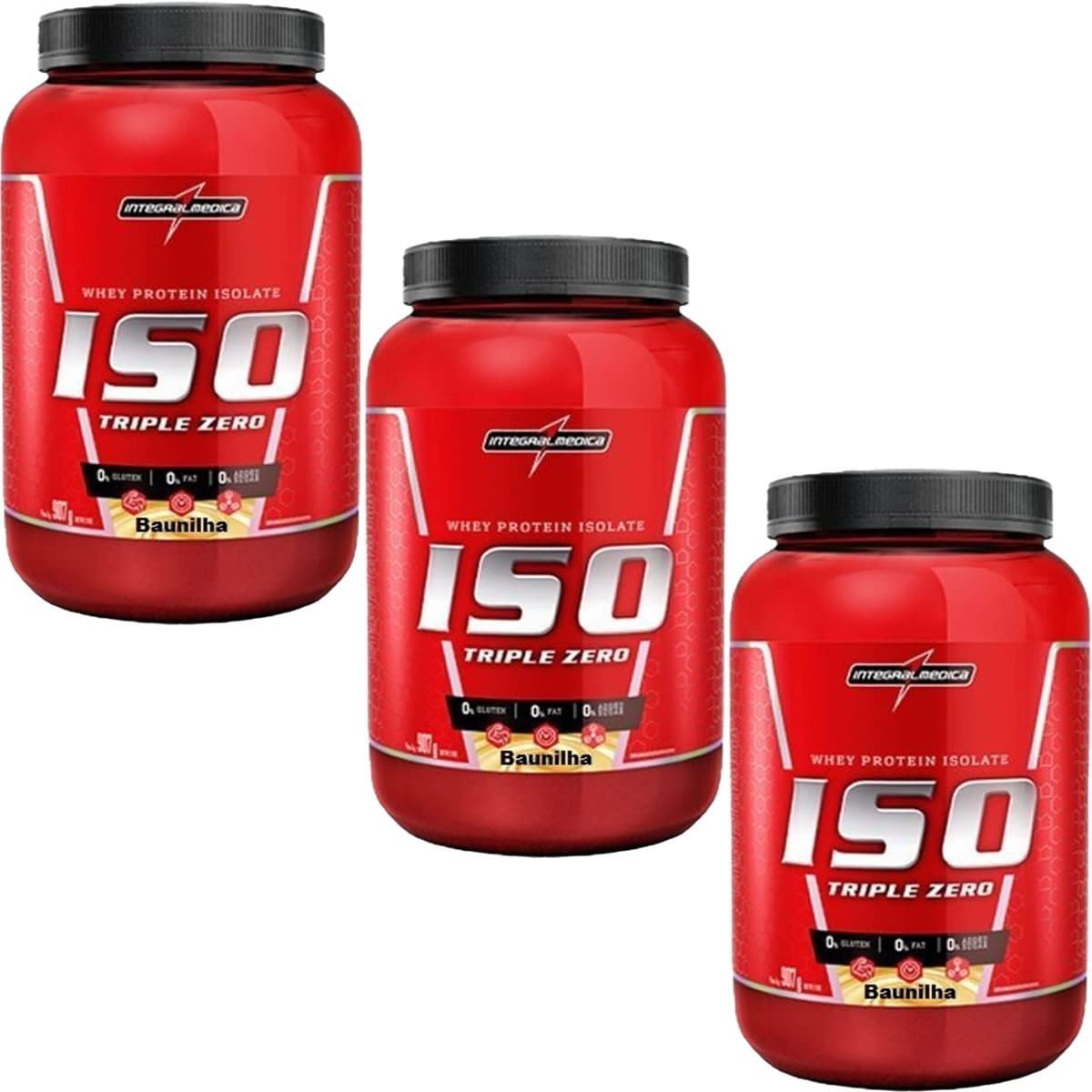 Kit 3X Whey Iso Triple Zero - 907g Baunilha - IntegralM�dica
