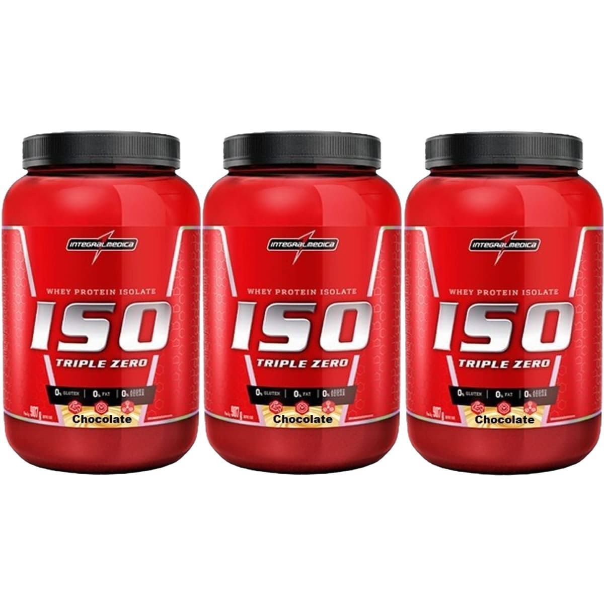Kit 3X Whey Iso Triple Zero - 907g Chocolate - IntegralM�dica