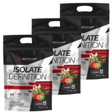 Kit 3X Whey Isolate Definition - 1800g Refil Morango - BodyAction