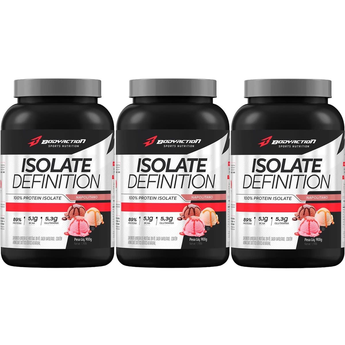 Kit 3X Whey Isolate Definition - 900g Napolitano - BodyAction