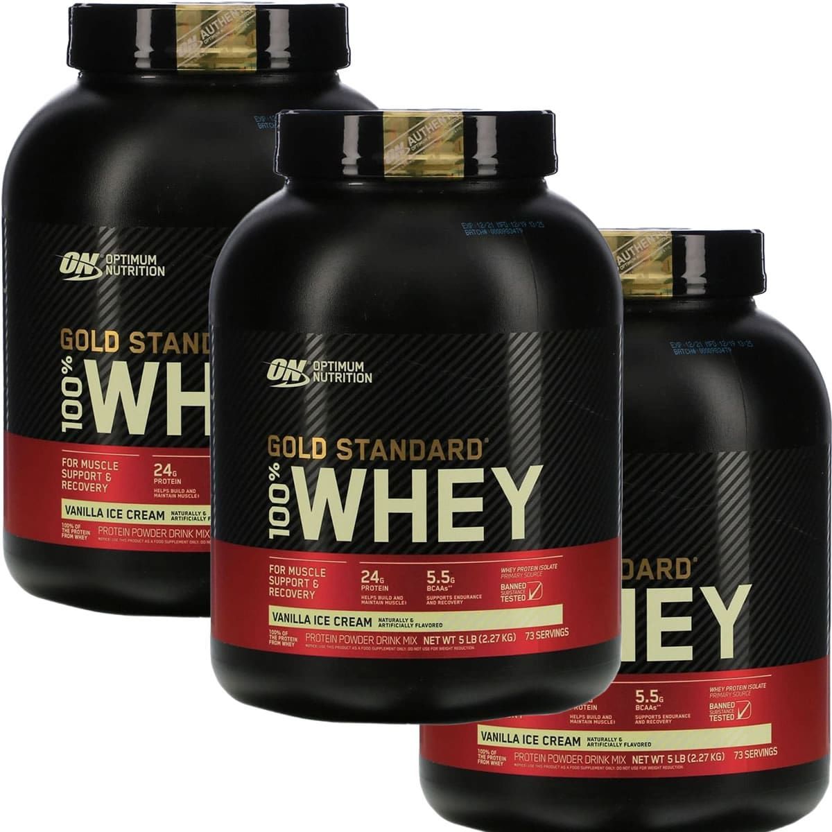 Kit 3X Whey Protein 100% Gold Standard - 2270g Baunilha - Optimum Nutrition