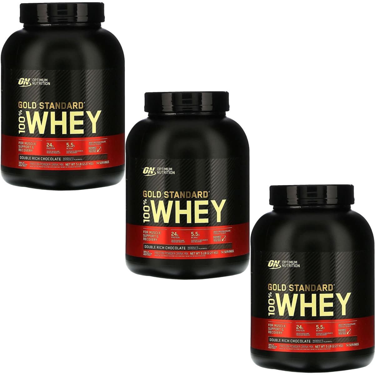 Kit 3X Whey Protein 100% Gold Standard - 2270g Chocolate - Optimum Nutrition