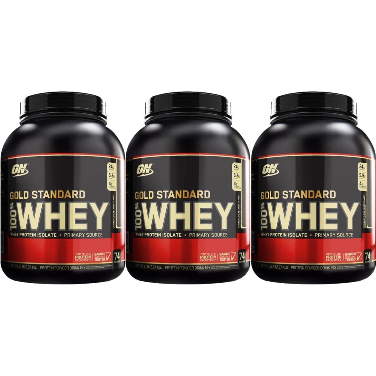 Kit 3X Whey Protein 100% Gold Standard - 2270g Delicius Strawberry - Optimum Nutrition