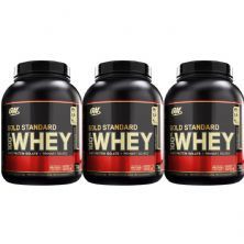 Kit 3X Whey Protein 100% Gold Standard - 2270g Delicius Strawberry - Optimum Nutrition