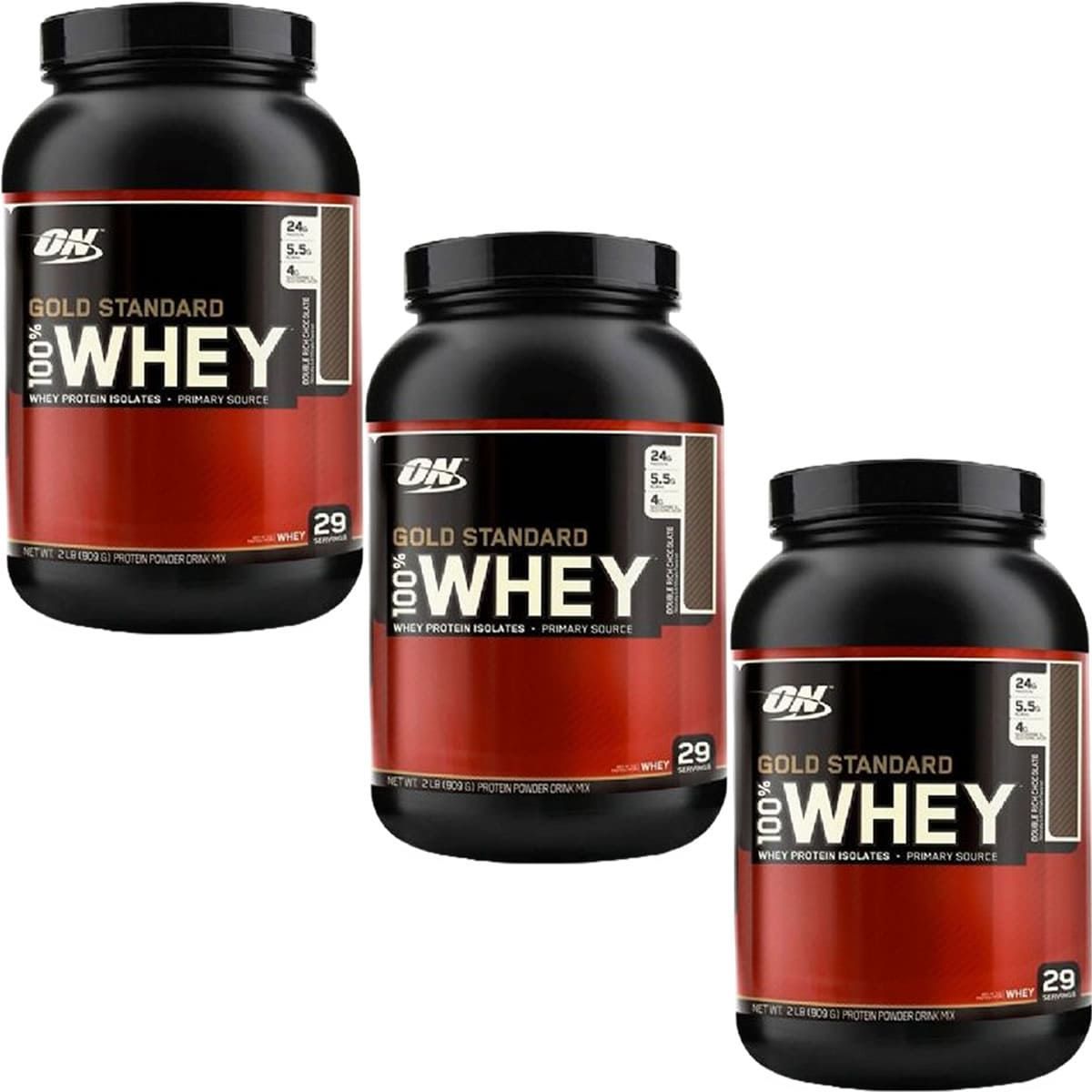 Kit 3X Whey Protein 100% Gold Standard - 907g Morango - Optimum Nutrition