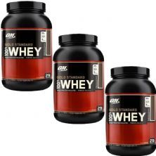 Kit 3X Whey Protein 100% Gold Standard - 907g Morango - Optimum Nutrition