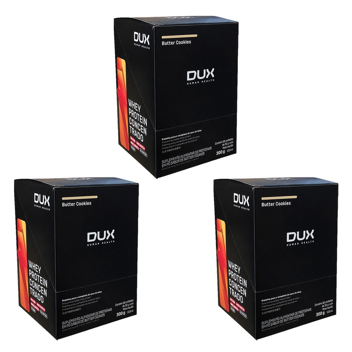 Kit 3X Whey Protein Concentrado - 10 Sach�s 30g Butter Cookies - Dux Nutrition