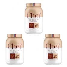 Kit 3X Whey Protein Paris 6 Sem Lactose - 800g Grand Gateau de Chocolate - Chef Whey
