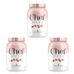 Kit 3X Whey Protein Sem Lactose - 907g Morango com Chantily - Chef Whey