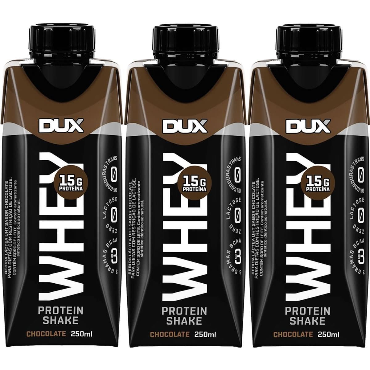 Kit 3X Whey Protein Shake - 250ml Chocolate - Dux Nutrition