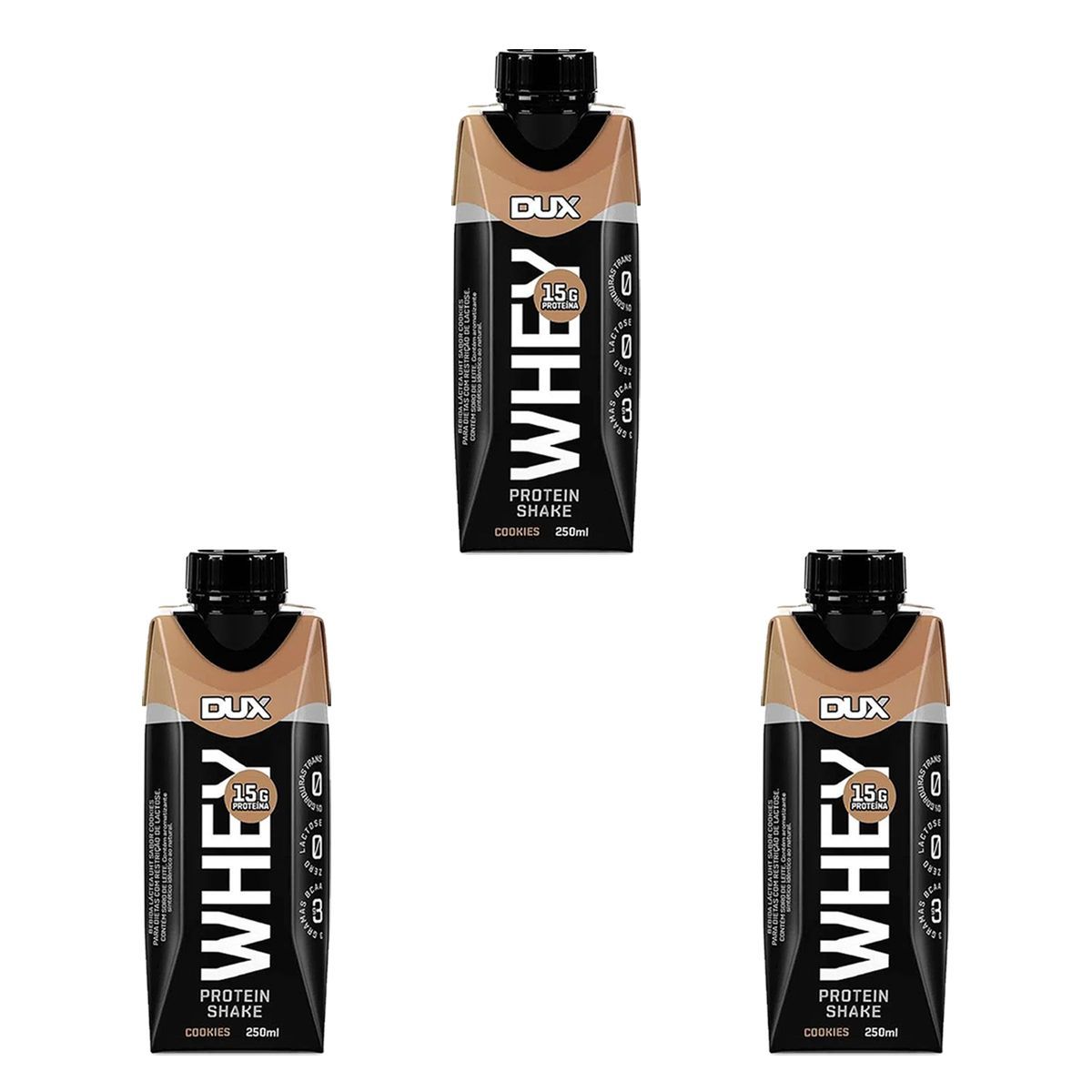 Kit 3X Whey Protein Shake - 250ml Cookies - Dux Nutrition