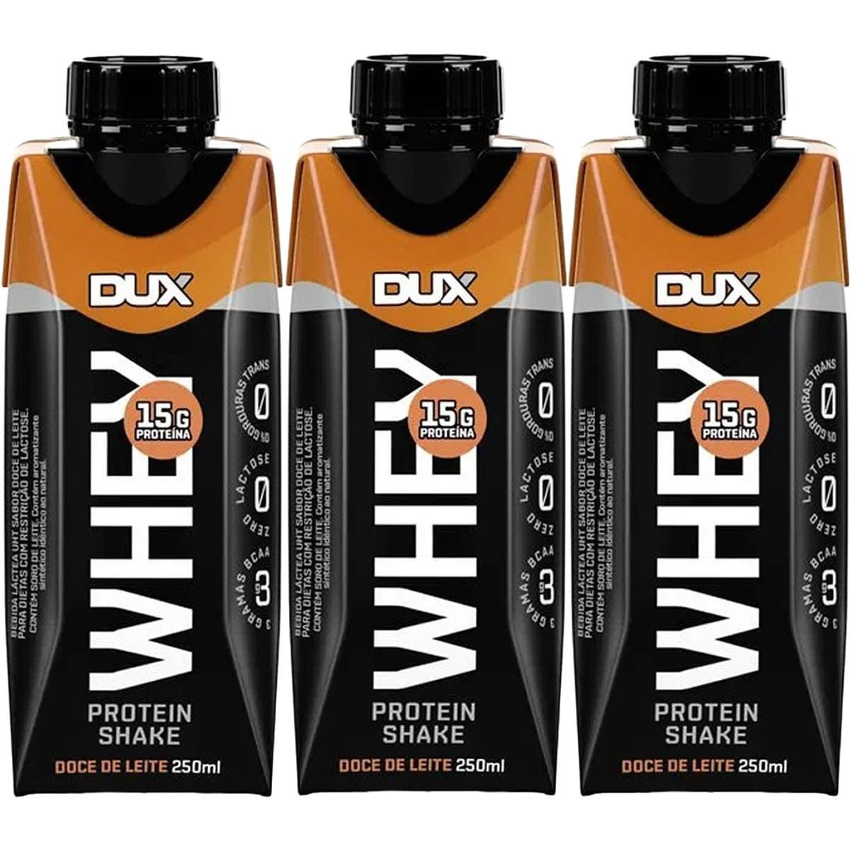 Kit 3X Whey Protein Shake - 250ml Doce de Leite - Dux Nutrition