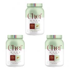 Kit 3X Whey Protiein Paris 6 Sem Lactose - 800g Chocolate Branco com Pistache - Chef Whey