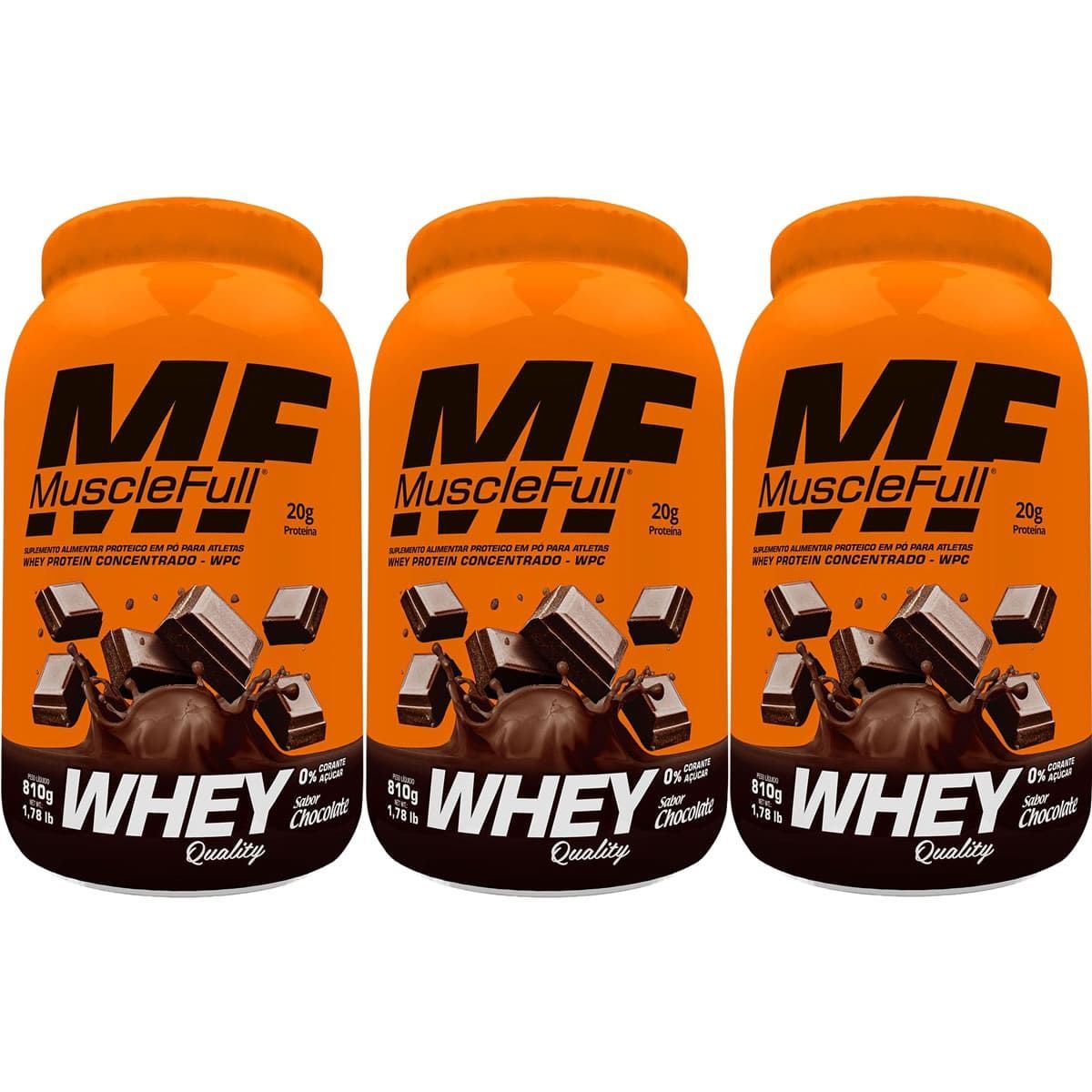 Kit 3X Whey Quality - 810g Chocolate - MuscleFull