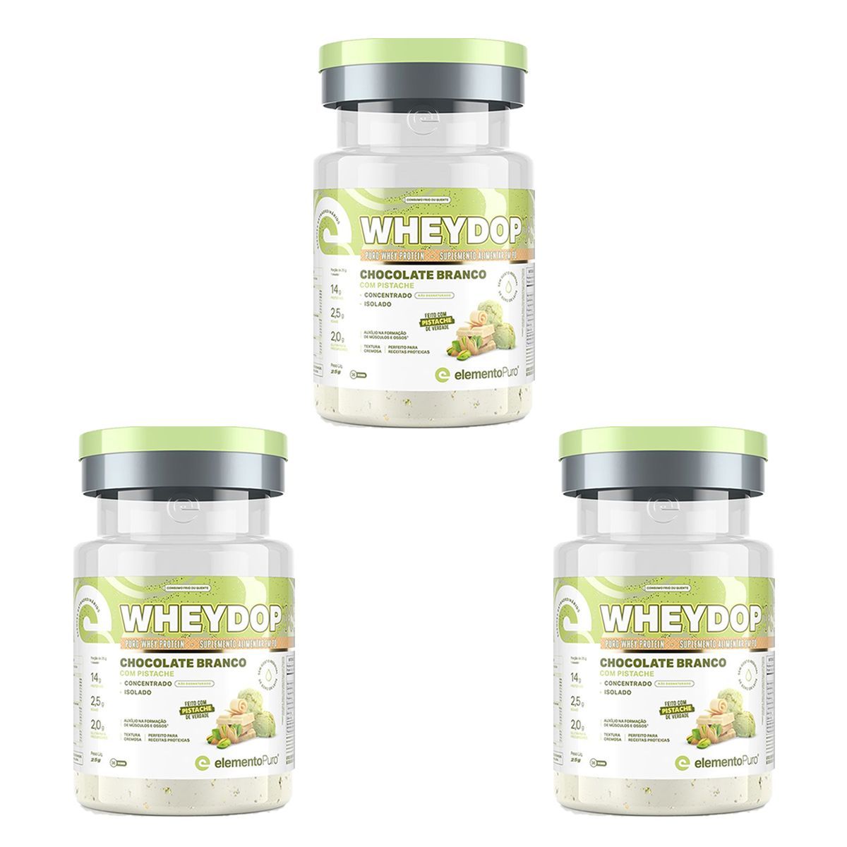 Kit 3X WheyDop - 25g Chocolate Branco com Pistache - ElementoPuro