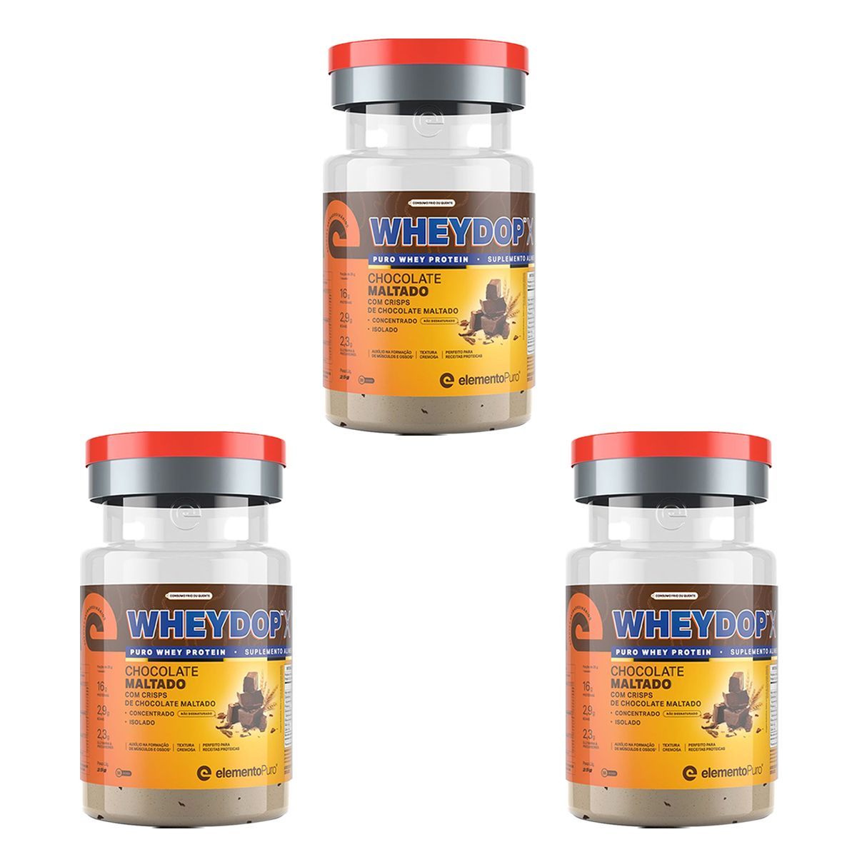 Kit 3X WheyDop - 25g Chocolate Maltado - ElementoPuro