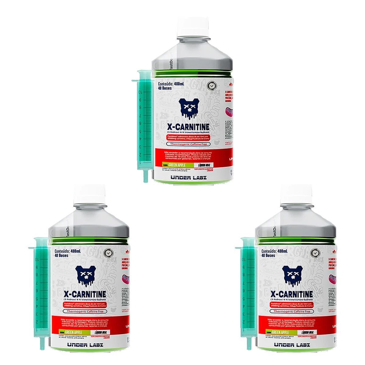 Kit 3X X-carnitine -�480ml Green Apple - Under Labz