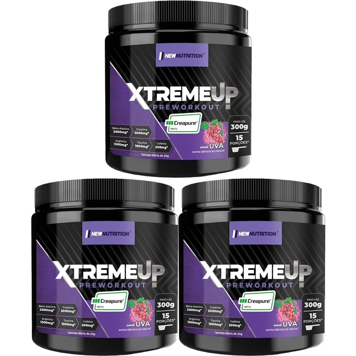 Kit 3X XtremeUp PreWorkout - 300g Uva - Newnutrition