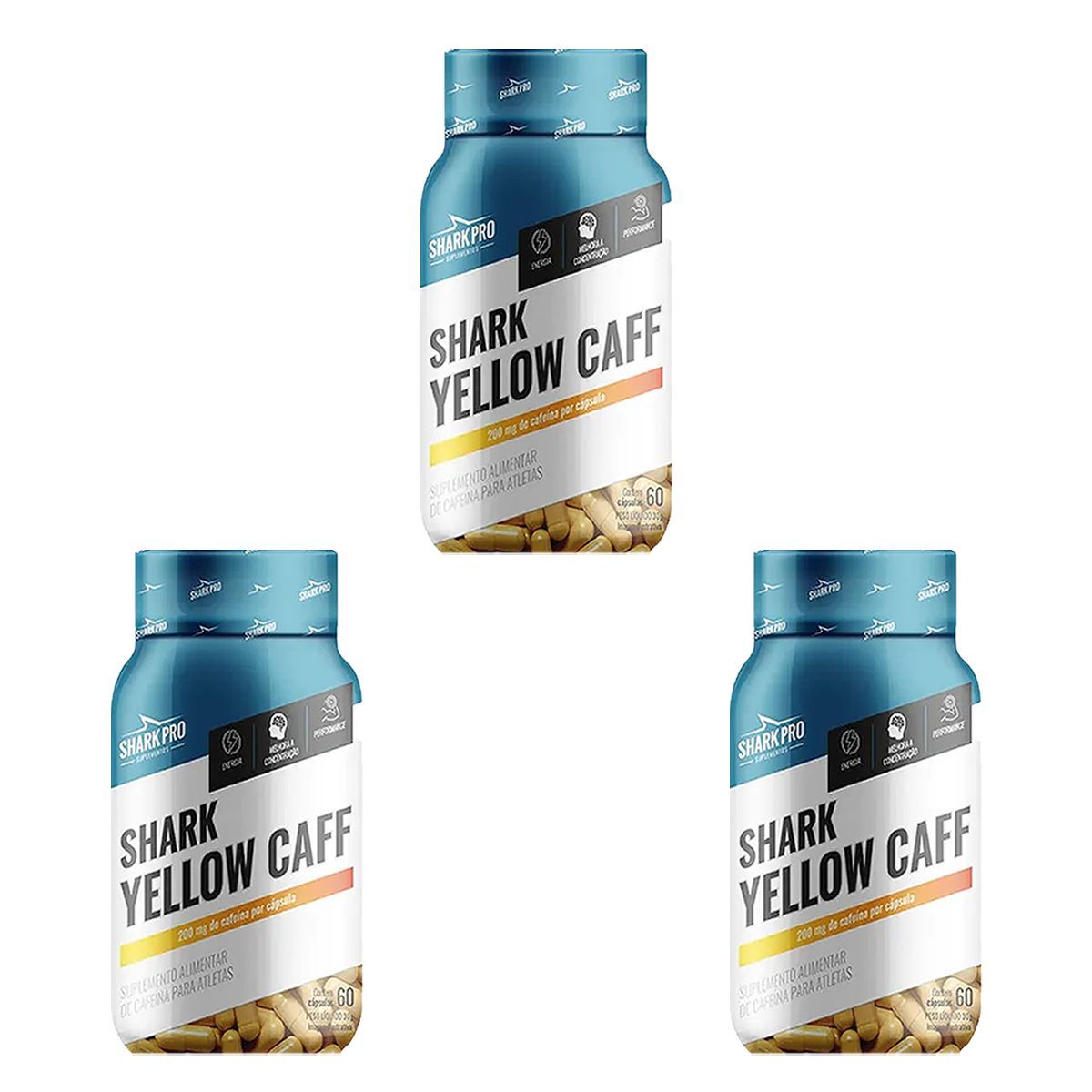 Kit 3X Yellow Caff - 60 c�psulas - Shark Pro