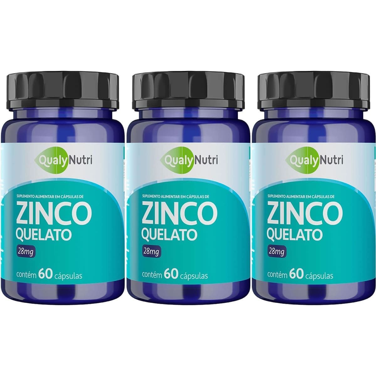 Kit 3X Zinco Quelato 28mg - 60 C�psulas - QualyNutri