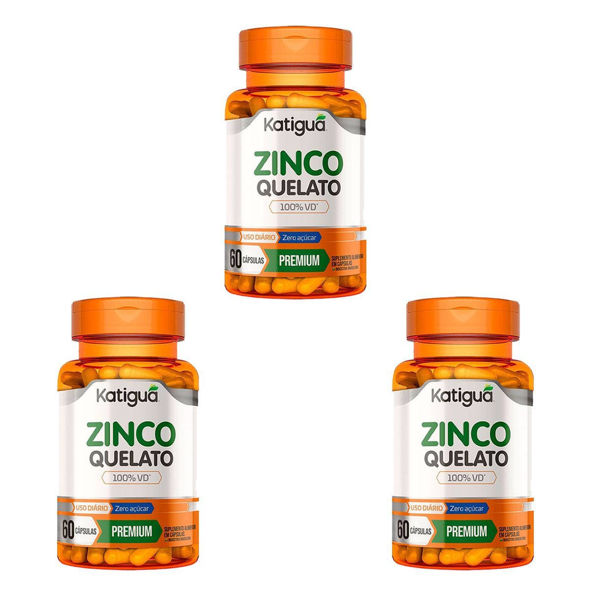 Kit 3X Zinco Quelato - 60 C�psulas - Katigu�
