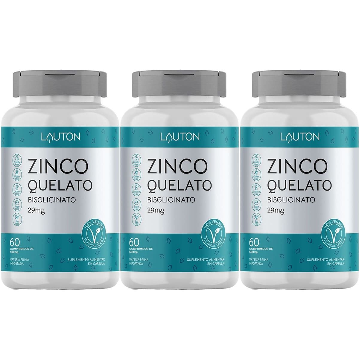 Kit 3X Zinco Quelato - 60 Comprimidos - Lauton Nutrition
