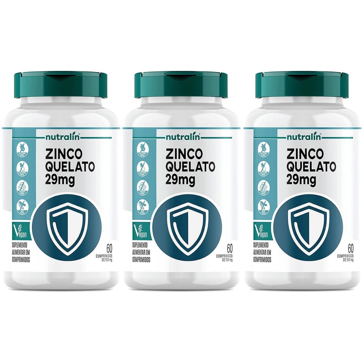 Kit 3X Zinco Quelato - 60 Comprimidos - Nutralin