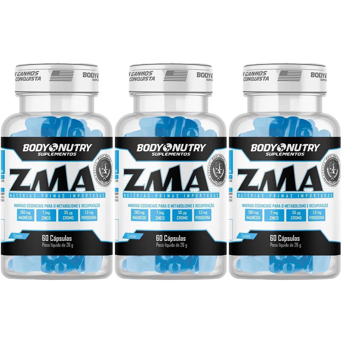 Kit 3X ZMA Body Power Cromo Picolinato - 60 C�psulas - Body Nutry