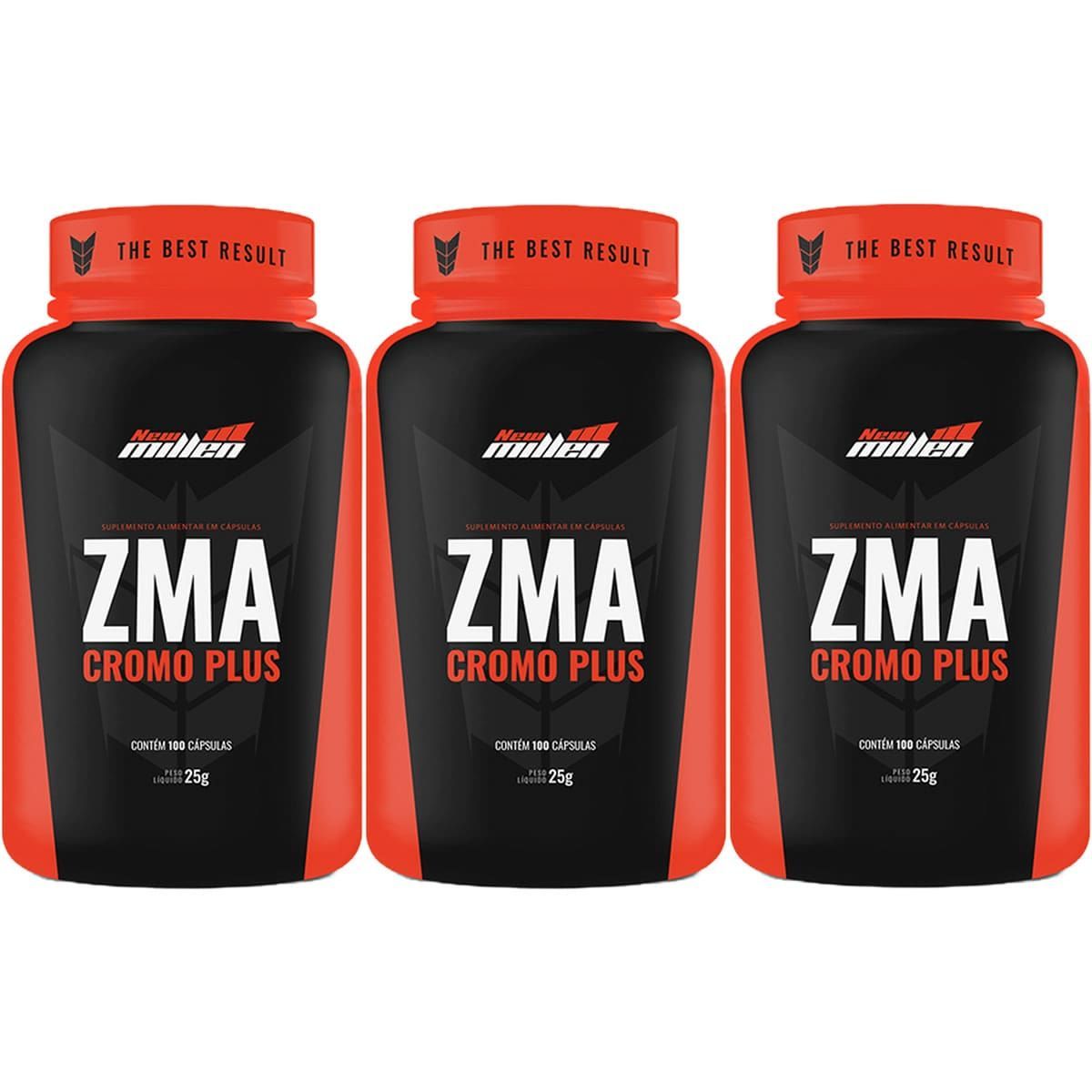 Kit 3X Zma Cromo Plus - 100 C�psulas - New Millen