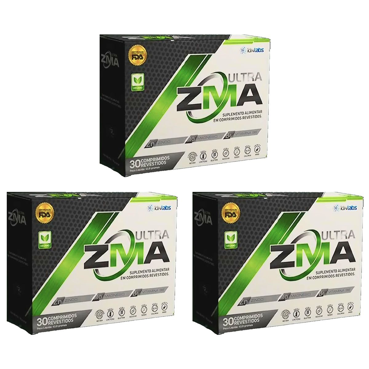 Kit 3X Zma Ultra - 30 Comprimidos Revestidos - Idn Labs