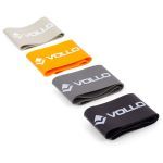Kit 4 Mini Faixas El�sticas para Exerc�cios 5cm - Preta/Cinza/Cinza Claro/Laranja - Vollo Sports