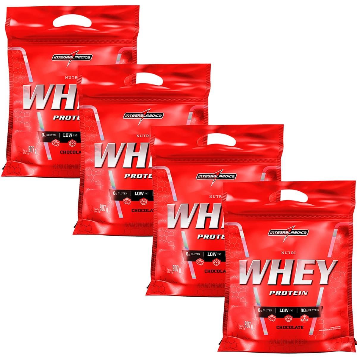 Kit 4 Nutri Whey Protein - Refil Chocolate 907g - Integralm�dica