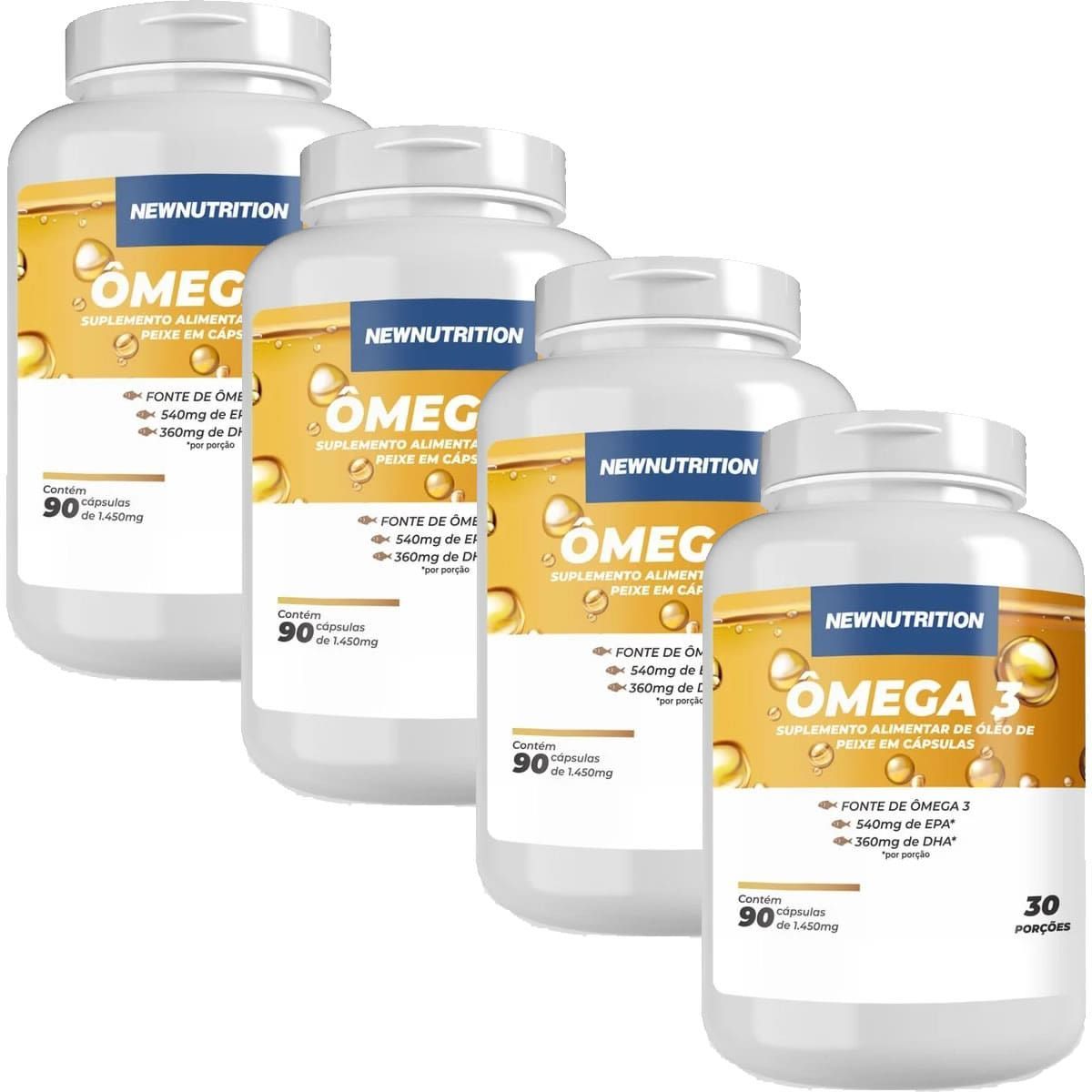 Kit 4 �mega 3 - 90 C�psulas - NewNutrition