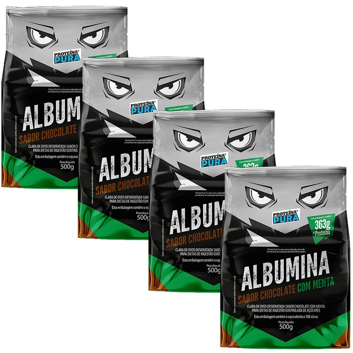 Kit 4X Albumina - 500g Chocolate com Menta - Prote�na Pura