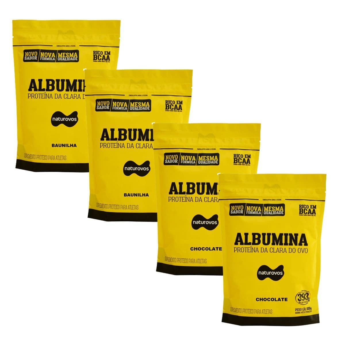 Kit 4X Albumina - 500g Refil 2 Baunilha e 2 Chocolate - Naturovos