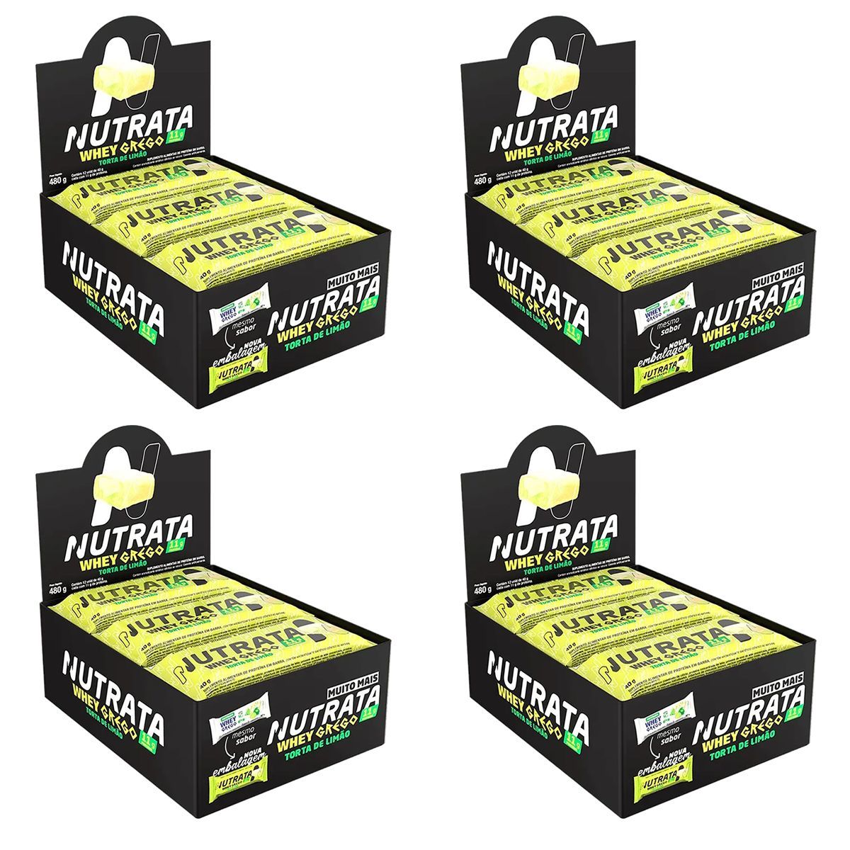 Kit 4X Barra Whey Grego Bar - 12 Unidades de 40g Torta de Lim�o - Nutrata