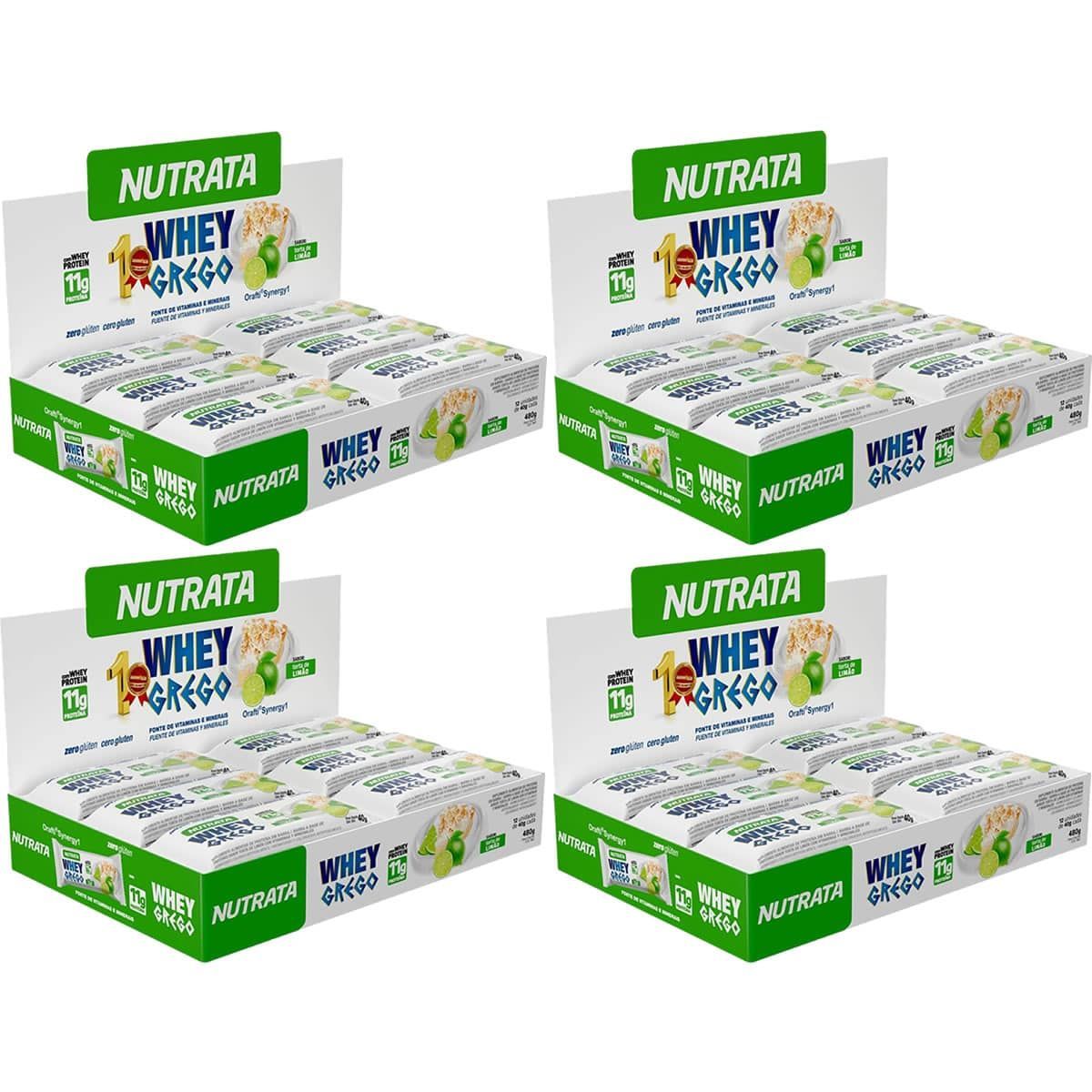 Kit 4X Barra Whey Grego Bar - 12 Unidades de 40g Torta de Lim�o - Nutrata