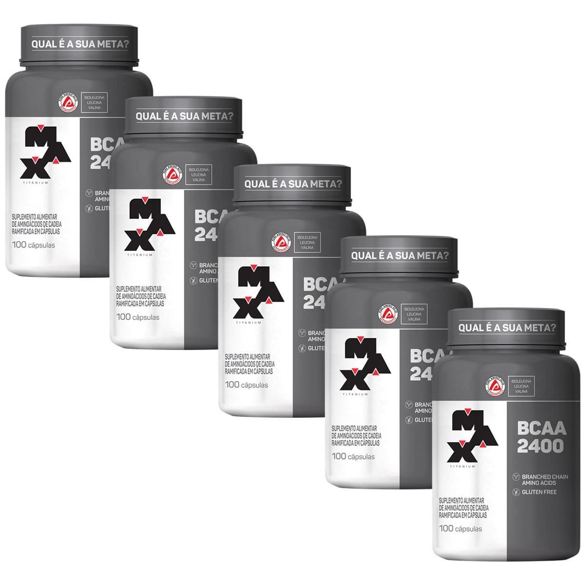 Kit 5 BCAA 2400 - 100 C�psulas - Max Titanium