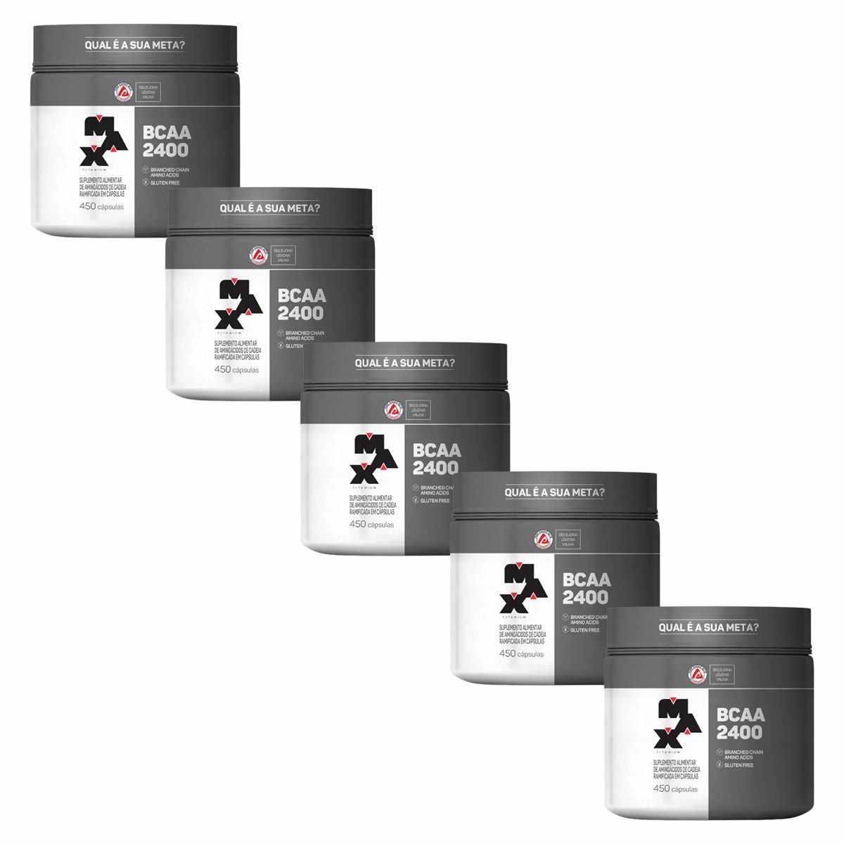 Kit 5 BCAA 2400 - 450 C�psulas - Max Titanium