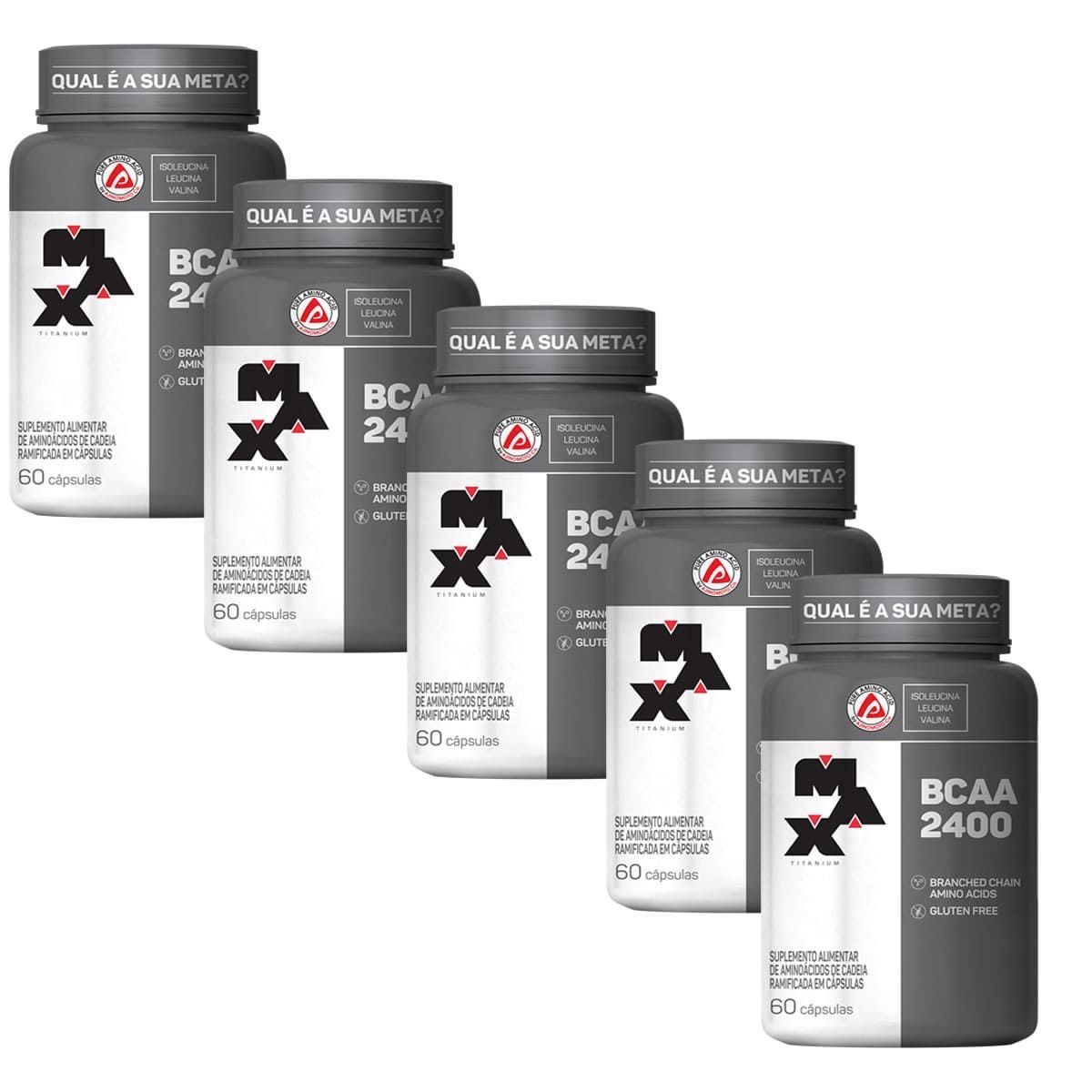 Kit 5 BCAA 2400 - 60 C�psulas - Max Titanium