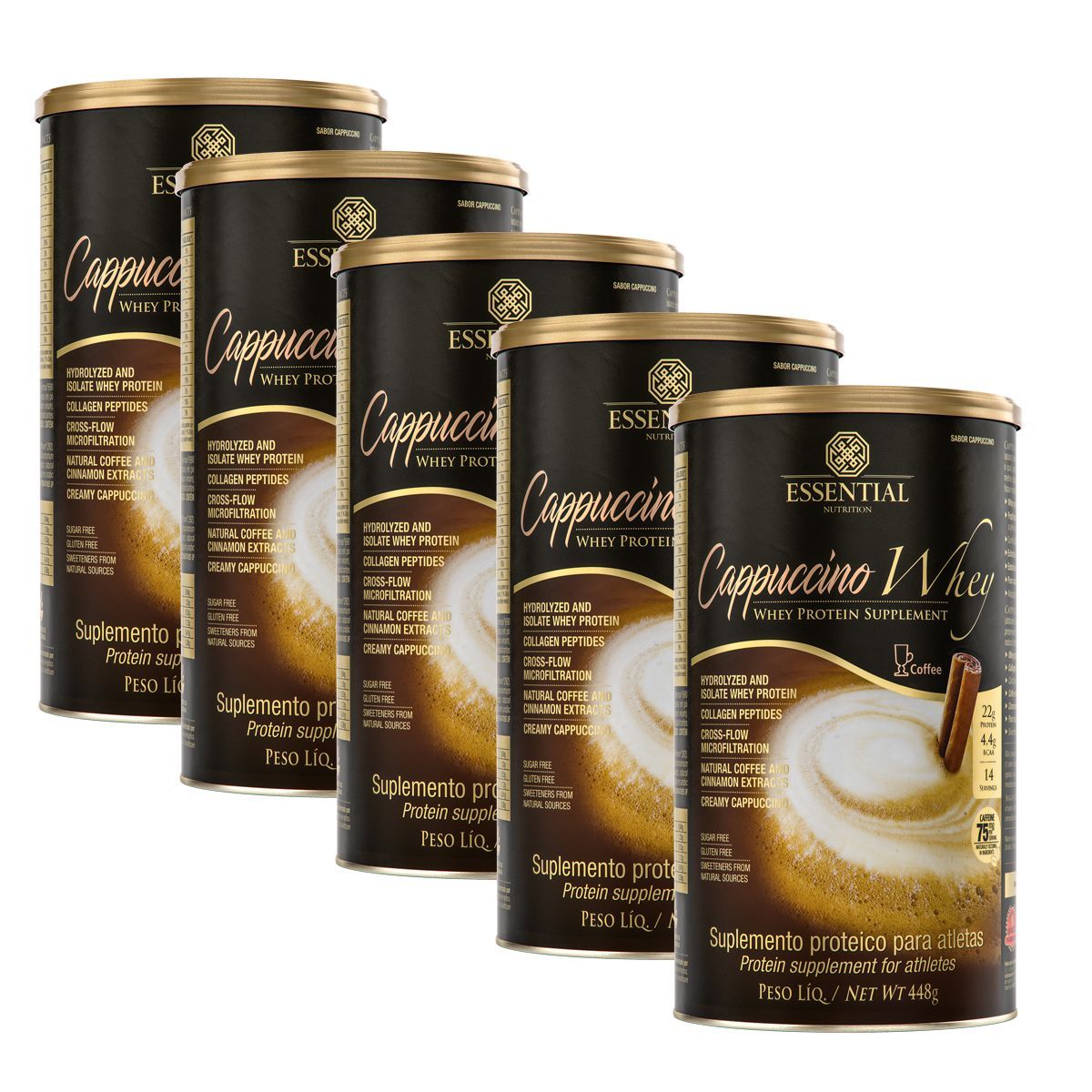 Kit 5 Cappuccino Whey - 448g Cappuccino - Essential Nutrition