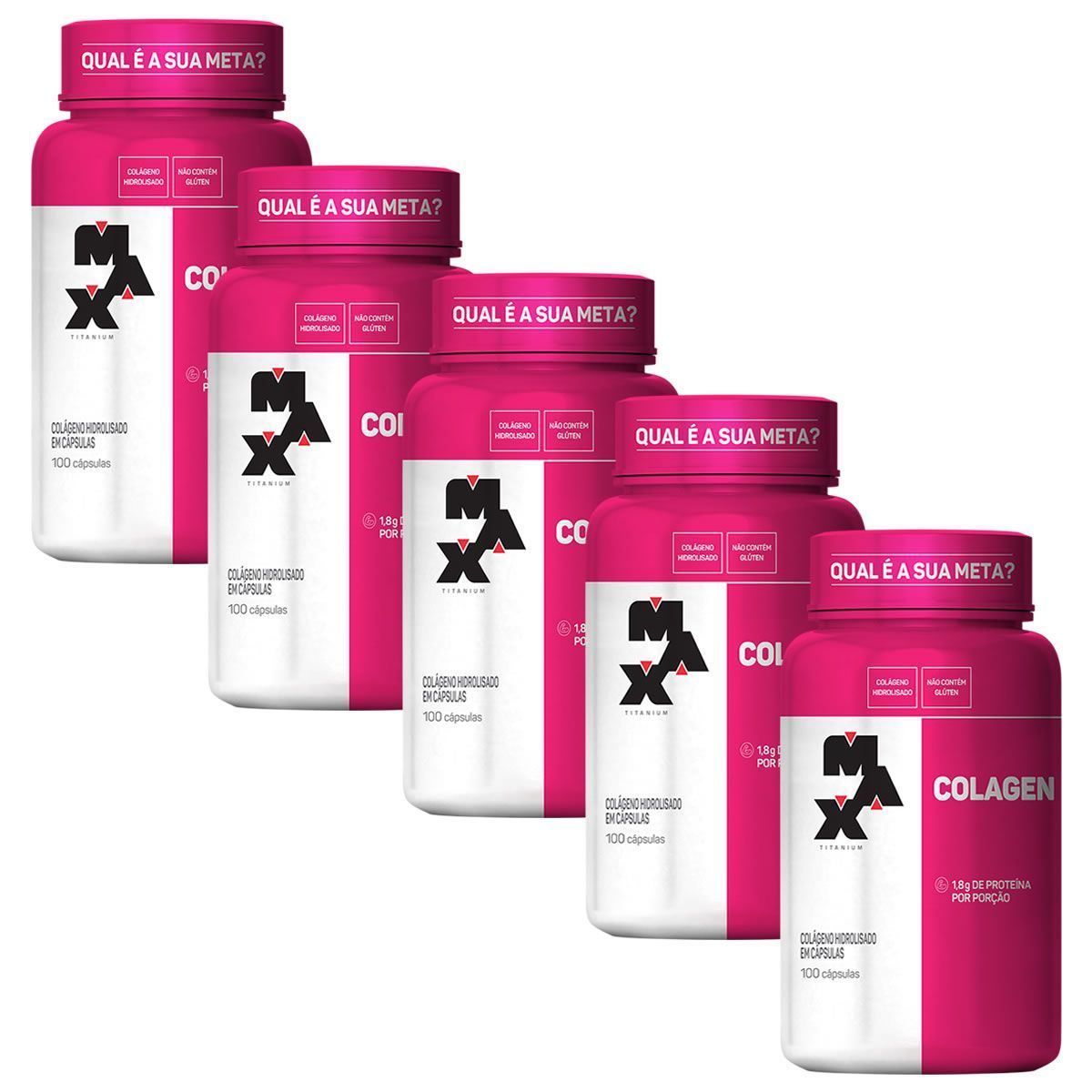 Kit 5 Colagen - 100 C�psulas - Max Titanium