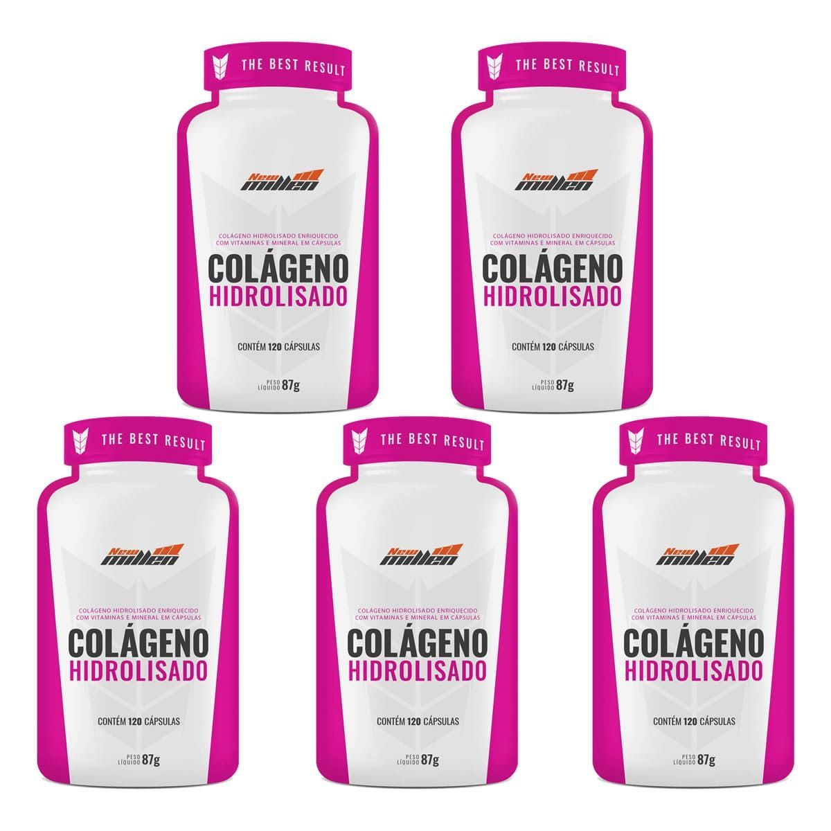 Kit 5 Col�geno Hidrolisado - 120 C�psulas - New Millen